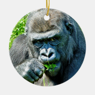 ORNAMENTO DE CERÂMICA ANIMAIS SELVAGENS - GORILAS