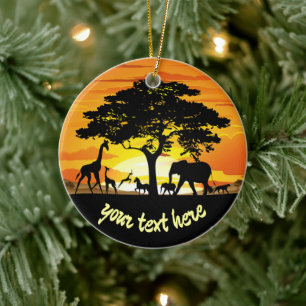 Ornamento De Cerâmica Animais Selvagens no Sunset da savana africana