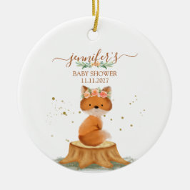 Ornamento De Cerâmica Animais Silvestres Raposa Flor dois lados