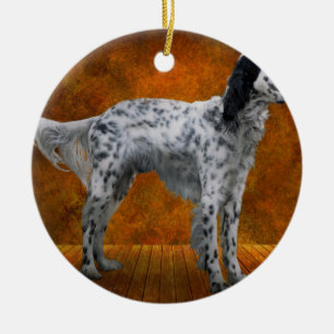 Ornamento De Cerâmica Animal - Cachorro - Setter Inglês