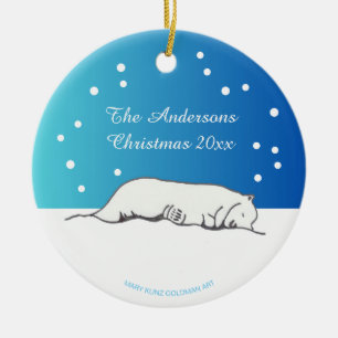 Ornamento De Cerâmica Animal de arte original desenhado à mão de um urso