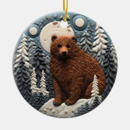 Ornamento De Cerâmica Animal de Natal de Bear 3D