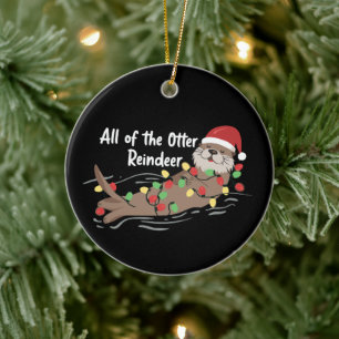 Ornamento De Cerâmica Animal de Natal Todos os Animais Rena da Lontra