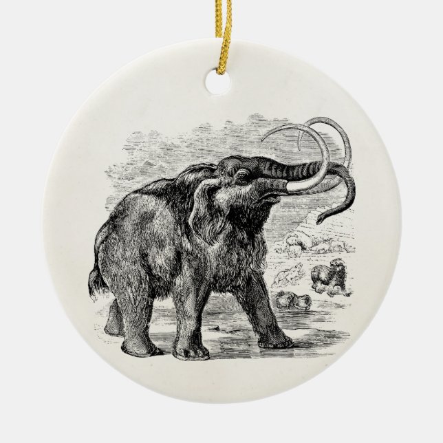 Ornamento De Cerâmica Animal extinto personalizado do Mammoth Woolly do (Frente)