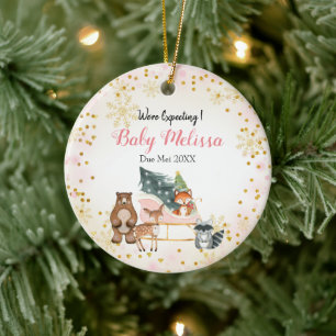 Ornamento De Cerâmica Animal rosa que esperamos que os pais pinhem a ár