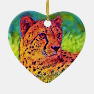 Ornamento De Cerâmica AnimalColor_Cheetah_013