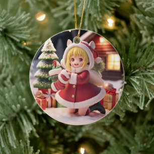 Ornamento De Cerâmica Anime Girl Christmas