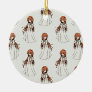 Ornamento De Cerâmica Anime Weeb Girl Manga Pattern Design