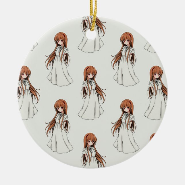 Ornamento De Cerâmica Anime Weeb Girl Manga Pattern Design (Frente)