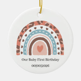 Ornamento De Cerâmica Aniversário Arco-íris Personalizado