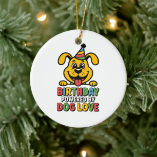 Ornamento De Cerâmica Aniversário com o Poder do Amor Canino