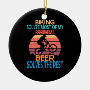 Ornamento De Cerâmica Aniversário Da Cerveja E Da Bicicleta