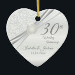 Ornamento De Cerâmica Aniversário de 30 Pearl<br><div class="desc">⭐ ⭐ ⭐ revisão ⭐ 5 estrelas. 🥇 UM DESIGN DE ARTE DE DIREITOS AUTORAIS ORIGINAL, DE Donna Siegrist, DISPONÍVEL SOMENTE NO ZAZZLE! Ornamento de Aniversário de Casamento de 30 Pearl pronto para você personalizar. Pode também ser utilizado noutras ocasiões, como o aniversário, a amizade, a dádiva de noiva, etc.,...</div>