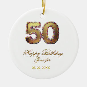 Ornamento De Cerâmica aniversário de 50 anos adicionar nome data ano dou