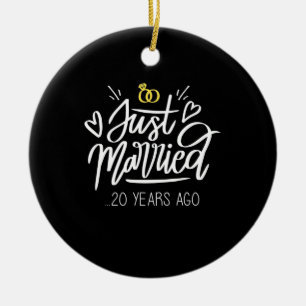 Ornamento De Cerâmica Aniversário de Casamento de 20