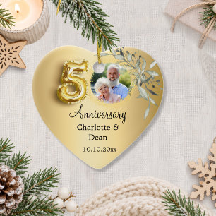 Ornamento De Cerâmica aniversário de casamento de 50 anos dourado foto v