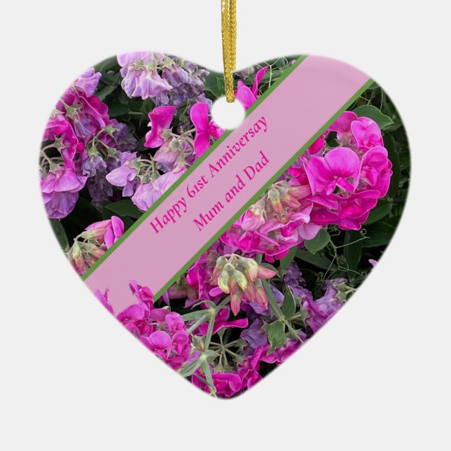 Ornamento De Cerâmica Aniversário de Casamento de ruas (Frente)