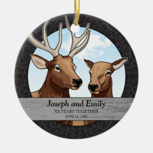 Ornamento De Cerâmica Aniversário de casamento personalizado, par dos