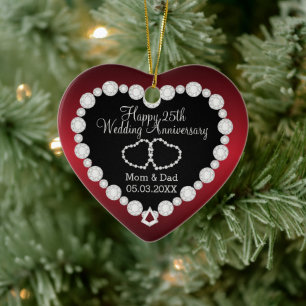 Ornamento De Cerâmica Aniversário de Casamento Vermelho Garnet DIY