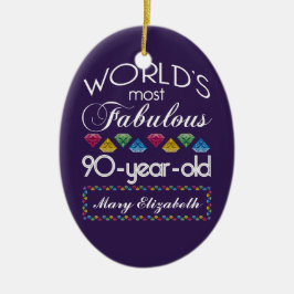 Ornamento De Cerâmica aniversário do 90 a maioria de gemas coloridas
