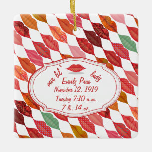 Ornamento De Cerâmica Aniversário Hipster Bebê Menina Retro Lil Lady