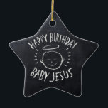 Ornamento De Cerâmica Aniversário Jesus - Quadro Religioso<br><div class="desc">Às vezes é bom lembrar o que é celebrado com o "CRISTO". Partilhe o espírito da sua fé com os outros. Encontra este design charmoso em outros produtos - só dá uma olhada na nossa loja. Há uma versão de giz preto somente para branco - uma versão de 'giz branco'...</div>