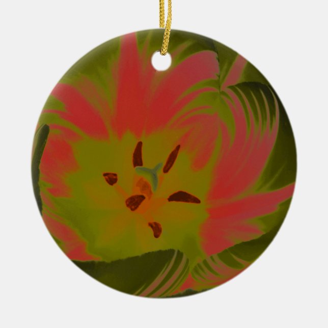 Ornamento De Cerâmica Aniversário Personalizado da Tulipa Vermelha Gótic (Frente)