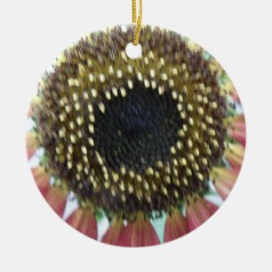 Ornamento De Cerâmica Aniversário Personalizado de Girassol Rosa bonito