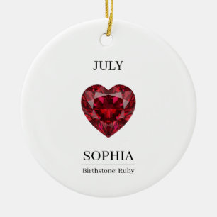 Ornamento De Cerâmica Aniversário Personalizado de Julho