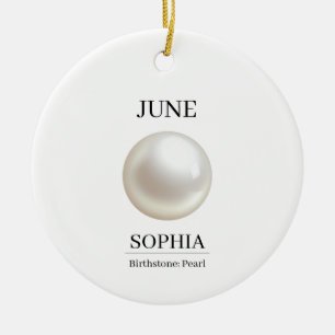 Ornamento De Cerâmica Aniversário Personalizado de Pérola de Junho