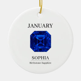 Ornamento De Cerâmica Aniversário Personalizado Safira de Setembro