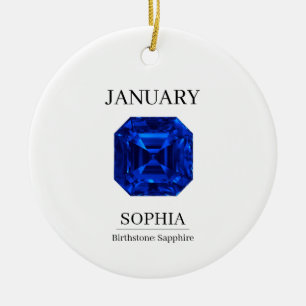 Ornamento De Cerâmica Aniversário Personalizado Safira de Setembro