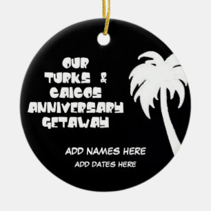 Ornamento De Cerâmica Aniversário Personalizado Turks e Caicos