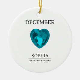 Ornamento De Cerâmica Aniversário Personalizado Turquesa Dezembro
