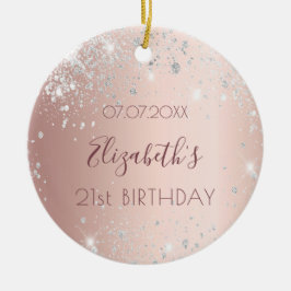 Ornamento De Cerâmica Aniversário rosa dourado dourado dourado dourado d