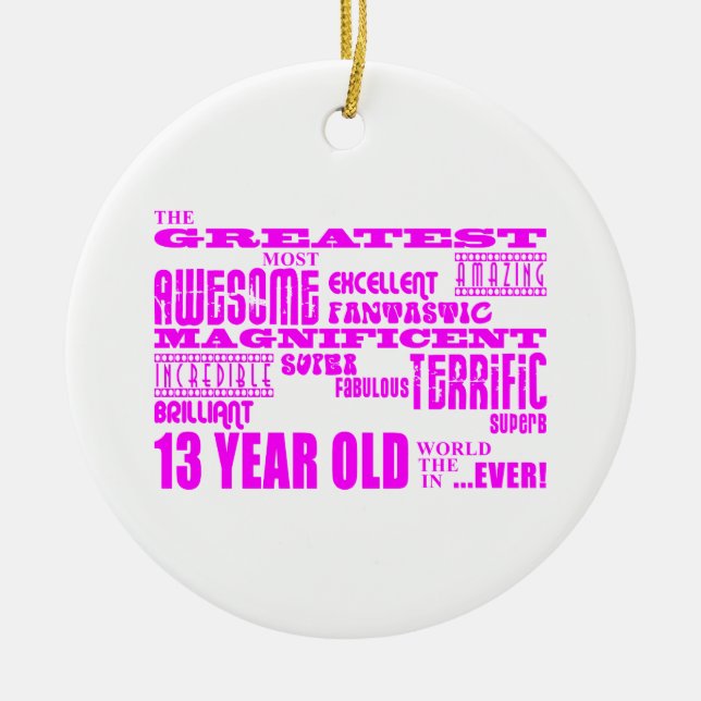 Ornamento De Cerâmica Aniversários das meninas 13os: Grande adolescente (Frente)