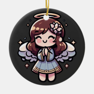 Ornamento De Cerâmica Anjo Anime Cherubic - angélico, kawaii,