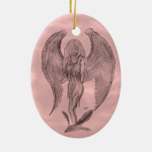 Ornamento De Cerâmica Anjo, Arte Lápis em Marmor Design
