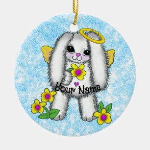 Ornamento De Cerâmica Anjo Bunny