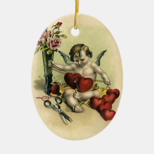 Ornamento De Cerâmica Anjo Costureira do Dia dos Namorados Vitoriano Vin