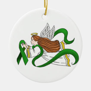 Ornamento De Cerâmica "Anjo da consciência da fita verde"