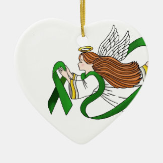 Ornamento De Cerâmica "Anjo da consciência da fita verde"