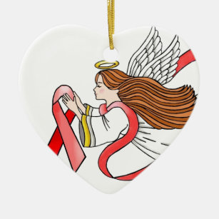 Ornamento De Cerâmica "Anjo da consciência da fita vermelha" do AIDS