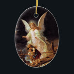 Ornamento De Cerâmica Anjo-da-guarda<br><div class="desc">Anjo-da-guarda,  imagem do vintage. Substitua o texto do placeholder com sua mensagem ou suprima-o.</div>