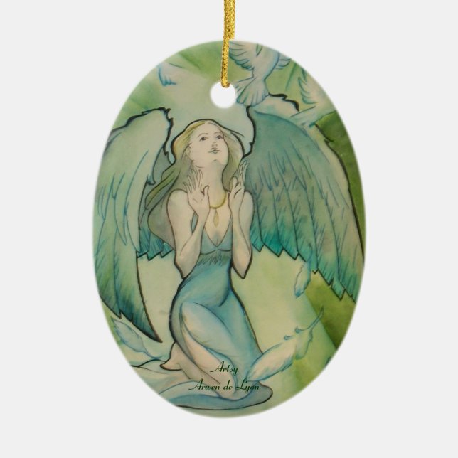Ornamento De Cerâmica Anjo da paz (Frente)