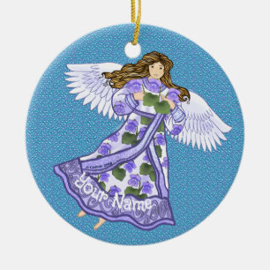 Ornamento De Cerâmica Anjo das Violetas