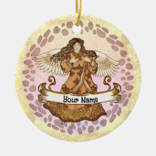 Ornamento De Cerâmica Anjo de Aniversário de Agosto
