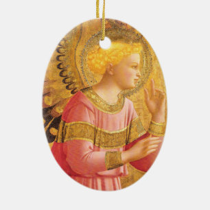 Ornamento De Cerâmica ANJO DE ANUNCIAÇÃO NO Natal DOURADO