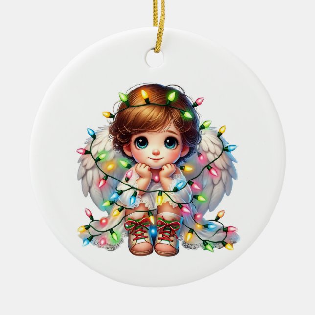 Ornamento De Cerâmica Anjo de Natal (Frente)