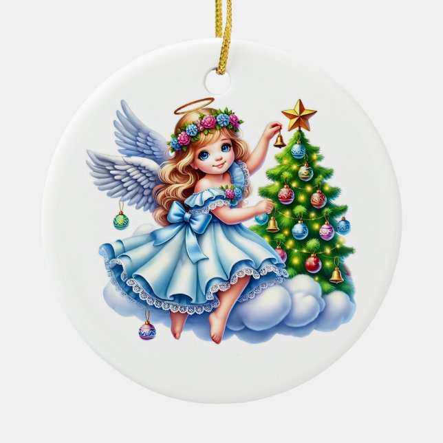 Ornamento De Cerâmica Anjo de Natal (Frente)